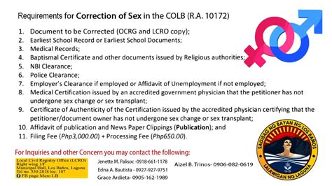 Requirements For Correction Of Sex In The Colb Ra 10172