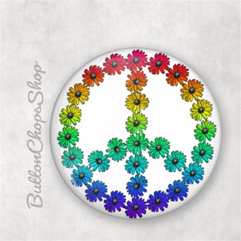 Peace Pin Anti War Badge Flower Power Rainbow Pin 1 Etsy