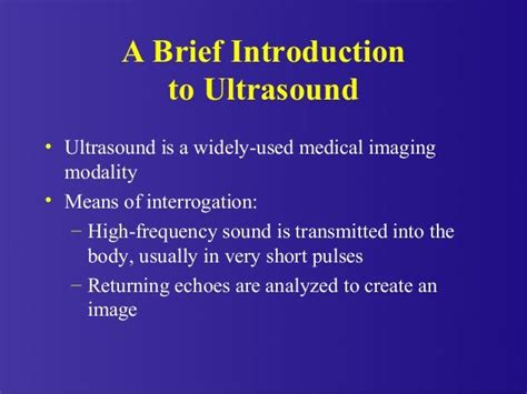 Principle Of Ultrasound Imaging