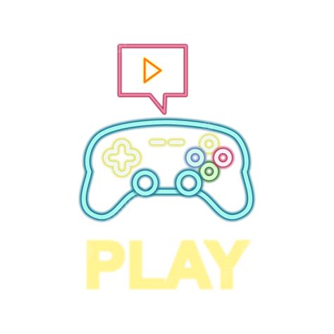 Gaming Play Game Vector Hd Png Images Neon Game Icons Play Vector