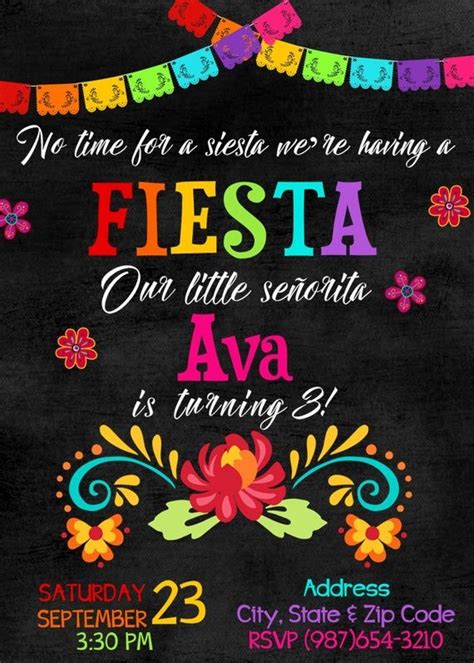 Fiesta Invitation Cinco De Mayo Printable Invitation Mexican Etsy Mexican Birthday Parties