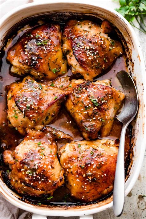 Honey Garlic Baked Chicken Thighs Easy Weeknight Recipes