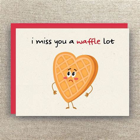 Miss You Card I Miss You A Waffle Lot Waffle Pun Card Thinking Of