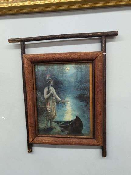Vintage Indian Maiden Print In Frame 13 X 15 Isabell Auction