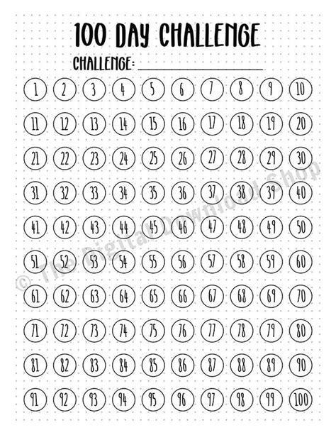 100 Day Money Challenge Chart Printable