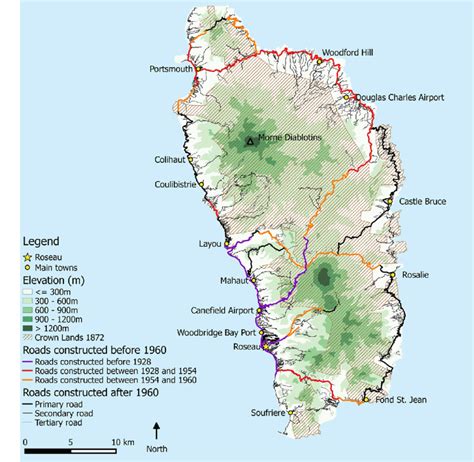 Topographic Map Of Dominica Showing The Capital City Roseau And Other Download Scientific