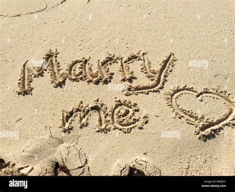 Marry Me Sign At Beach Sign In Sand Proposal Of Marriage At The Beach