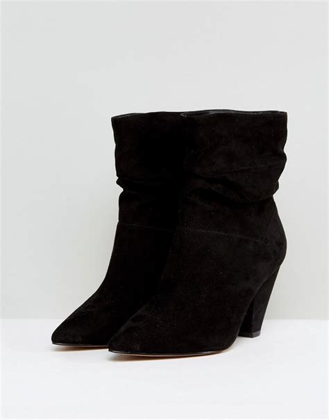 Lyst Asos Reeves Wide Fit Slouch Heeled Ankle Boots In Black