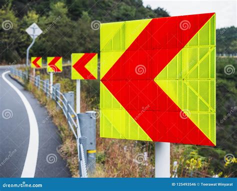 Arrow Sign Direction Traffic Highway Road Reflective Stock Photo