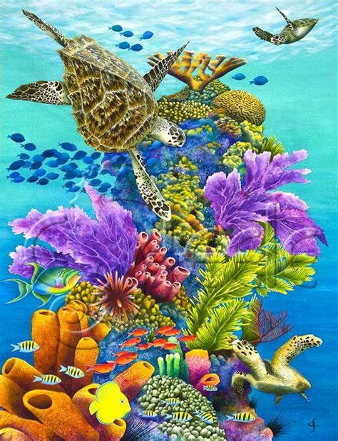 Undersea Turtles Turtle Painting Art Painting Paintings Canvas Print