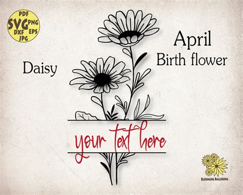 Monogram Daisy Birth Flower Svg File Daisy Svg April Birth - Etsy in