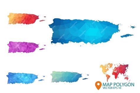Conjunto De Mapas De Puerto Rico De Fondo Gráfico Degradado De Estilo