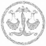 Coloring Libra Drawing Zodiac Adults Zodiacs Adult Pattern Behance Flowers Getdrawings Line sketch template