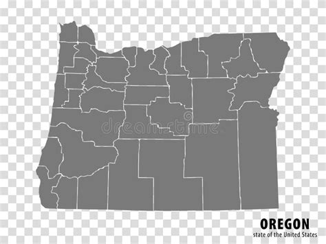 Oregon Or Gray Political Map Us State The Beaver State Stock Vector