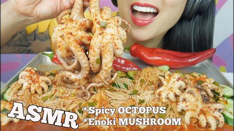 Asmr Spicy Octopus Enoki Mushrooms Extreme Eating Sounds No Talking Sas Asmr Youtube