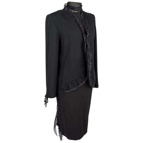 Vintage Ungaro Black Sequin Dress With Silk Gazar Bow Size Xs For