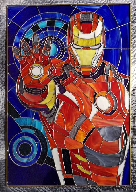 Stained Glass Picture Iron Man Marvel Avengers By Art Brother On