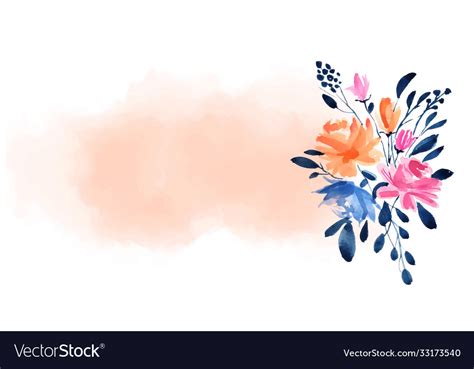 Watercolor Flower Background With Space For Text Vector Image