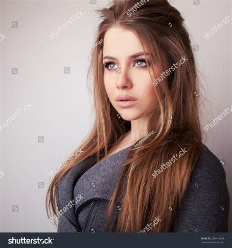 Young Sensual Model Girl Pose Studio Stock Photo Edit Now 266445083