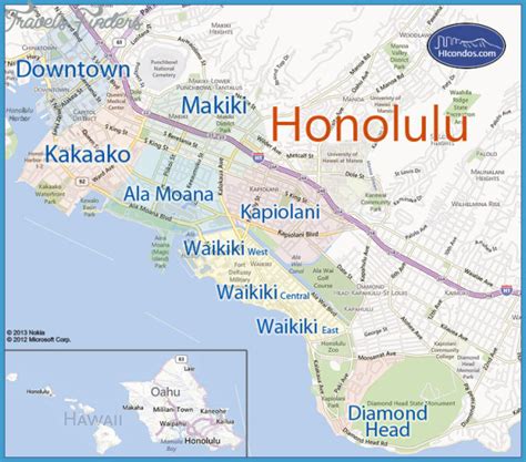 Urban Honolulu Map Tourist Attractions Travelsfinderscom