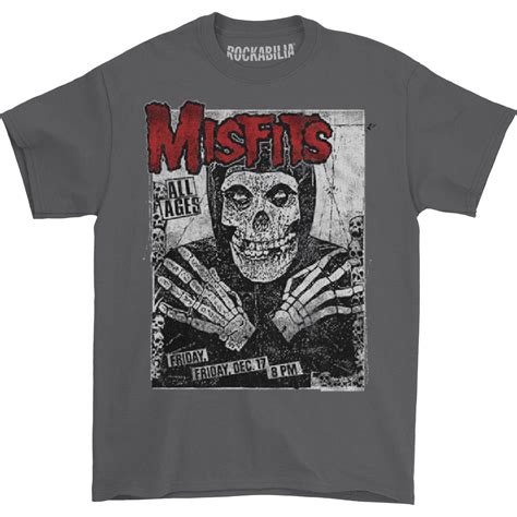 Misfits Misfits Mens All Ages Skeleton T Shirt Medium Charcoal