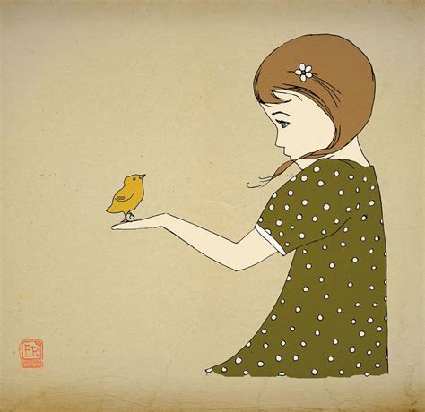 Art supplies marker paper colored pencils yellow grey pink. Girl bird illustration, Little girl bird art print poster ...