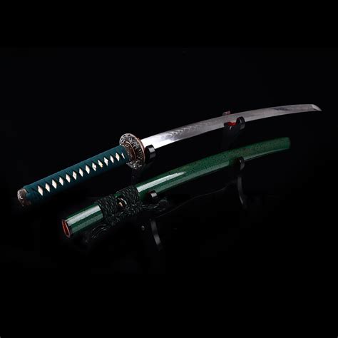 Green Katana Handmade Japanese Samurai Sword With Green Scabbard