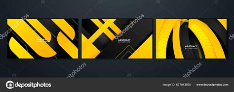 Modern Black Background Yellow Geometric Shapes Abstract Technology