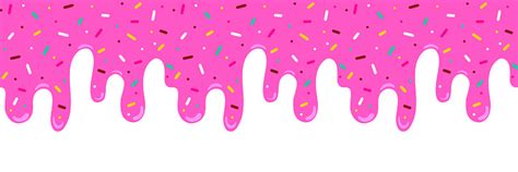 Pink Ice Cream Melted With Colorful Cute Candy Sprinkles Long Border