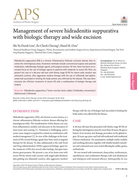 Pdf Management Of Severe Hidradenitis Suppurativa With Biologic