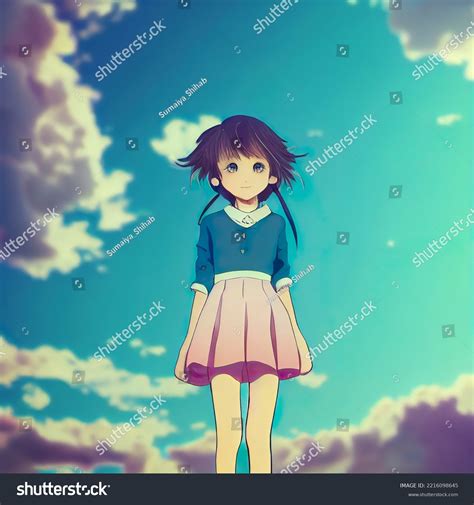 Beautiful Anime Girl Short Hair Hd Stock Illustration 2216098645