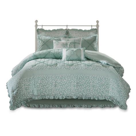 Aqua Gretchen Cotton Percale Comforter Set King 9pc King Comforter