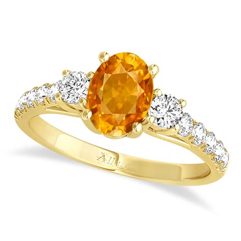 Oval Cut Citrine Diamond Engagement Ring K Yellow Gold Ct