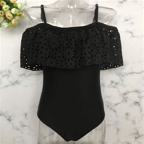 Bonitakinis 2018 One Piece Suit Black Solid Swimsuit Mesh Hollow Out