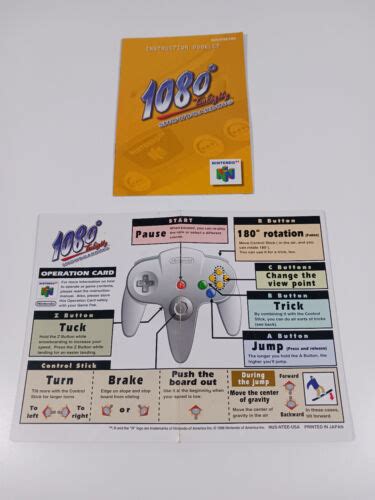 1080 Snowboarding Ten Eighty N64 Nintendo 64 Instruction Manual
