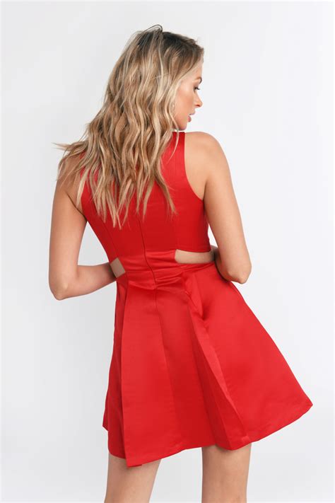 Red Dress Square Neck Dress Red Flare Dress Skater Dress 13