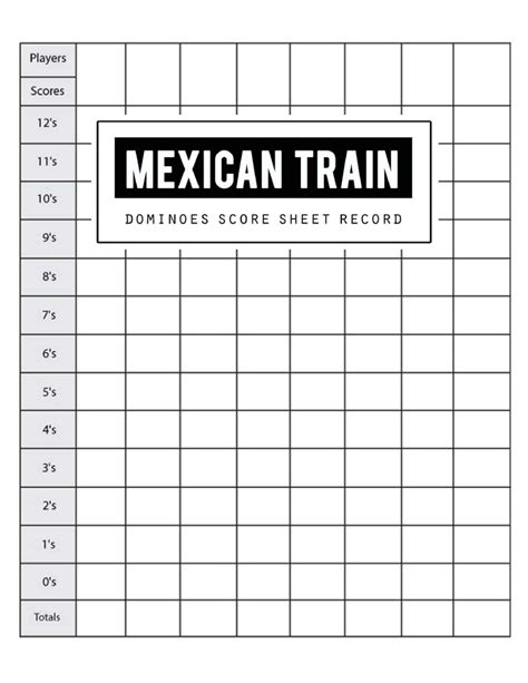 Printable Pdf Mexican Train Score Sheet
