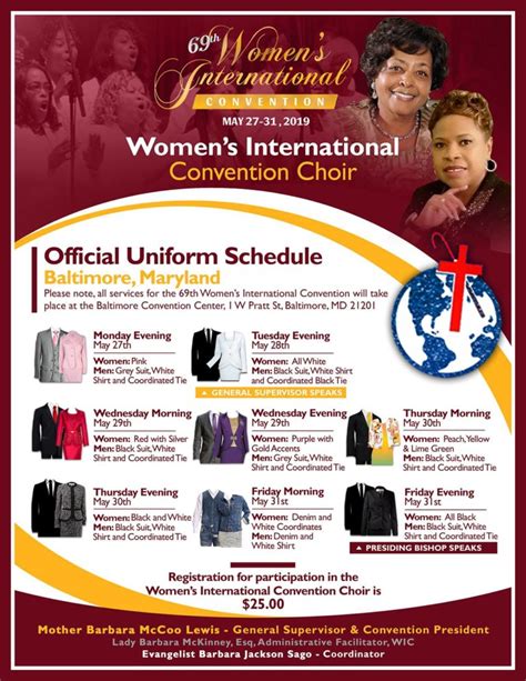 Choir Schedules International Cogic Womens Department