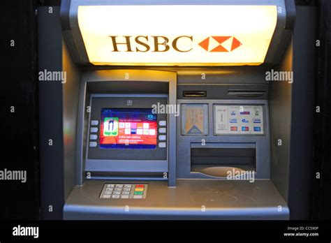 Hsbc Bank Atm Cash Machine In Wall British Banking Uk Stock Photo Alamy