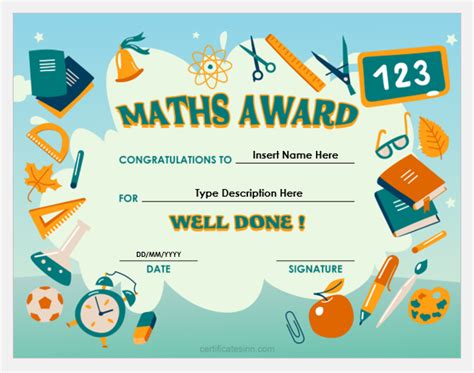 Math Award Certificate Templates For Word Download Free