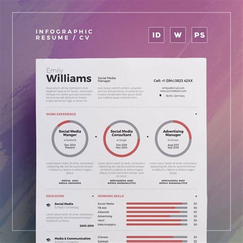 Infographic Resume Vol 3 Word And Indesign Template Etsy