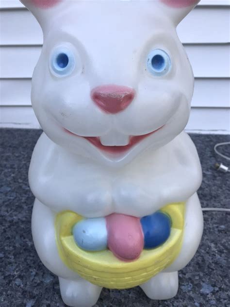 Blow Mold 22 Easter Bunny Rabbit Egg Basket Lighted Made In Canada