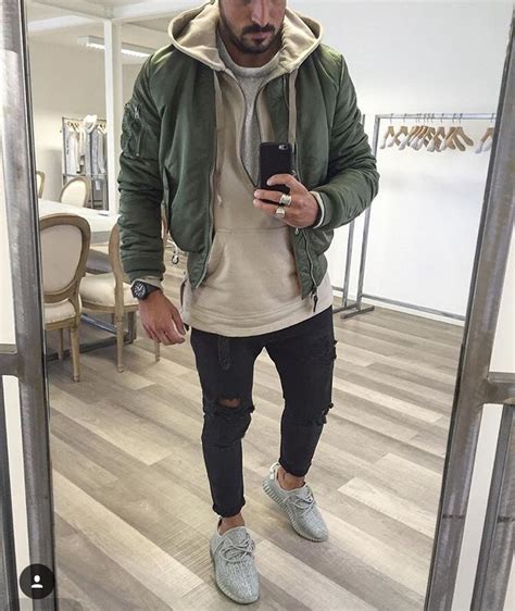 Bomber Layered Over Hoodie Mens Casual Dress Outfits Cool Outfits