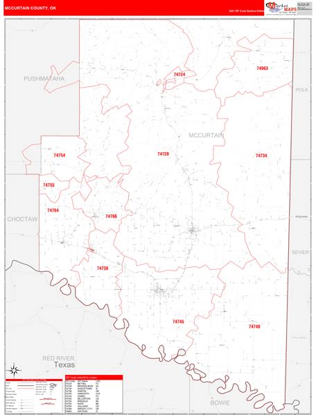 Mccurtain County Ok Carrier Route Maps Red Line