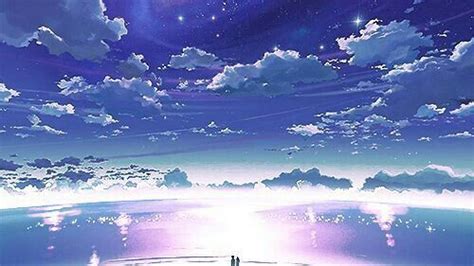 Water Ocean Night Sky Starry Sky People Couple Anime Scenery Anime Art Beautiful Anime