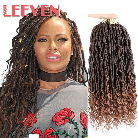 Leeven 18 20 Goddess Faux Locs Curly Crochet Hair Extensions