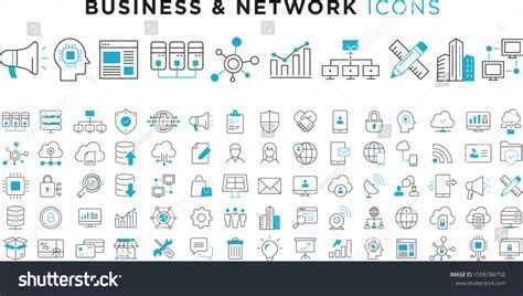 Business Network Icons Illustration Stock Vector Royalty Free