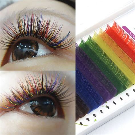 Details About Individual Multi Colored Eyelash Extensions Rainbow Color