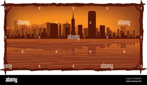 San Francisco Skyline With Reflection In Water Stock Vector Image And Art