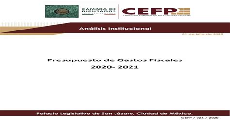 Presupuesto De Gastos Fiscales 2020 2021 Pdf Document